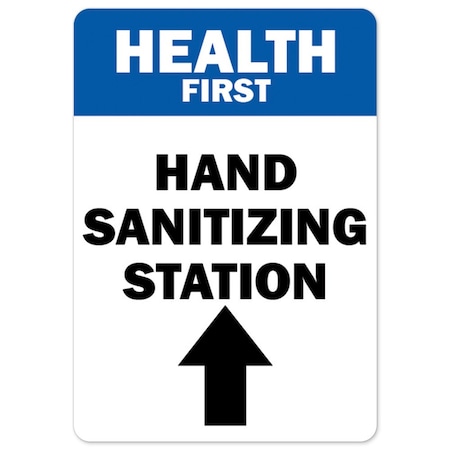 Public Safety Sign, Health First Hand Sanitizing Station, 24in X 18in Peel And Stick Wall Graphic